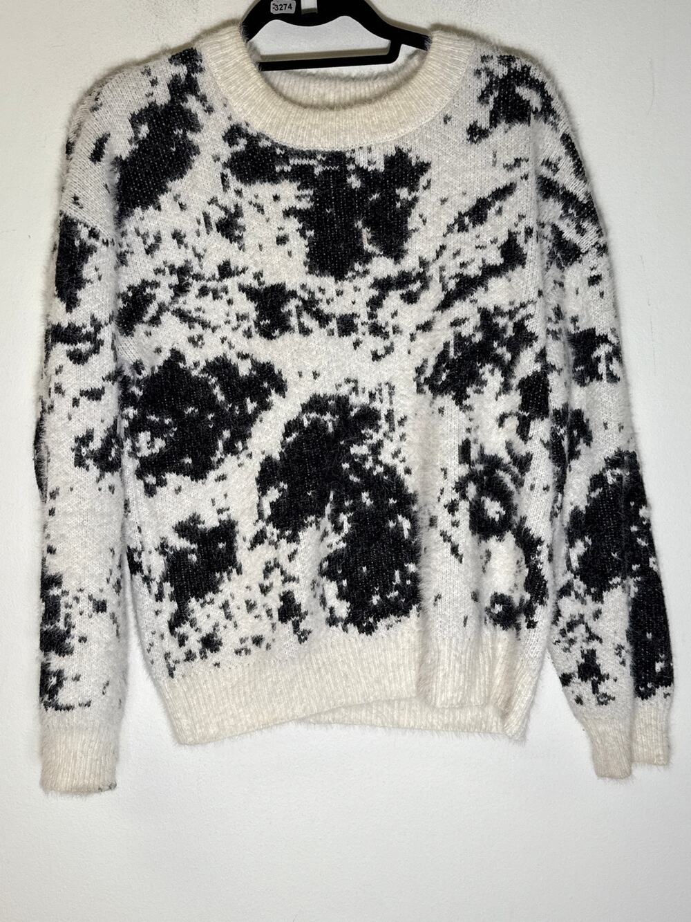 BB Dakota Steve Madden Black White Long Sleeve Sweater Sz S